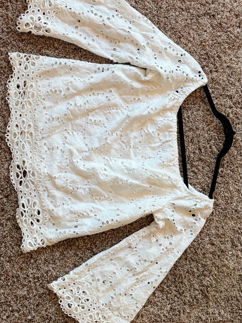 Bailey 44 White Off the shoulders Eyelet Lace Blouse